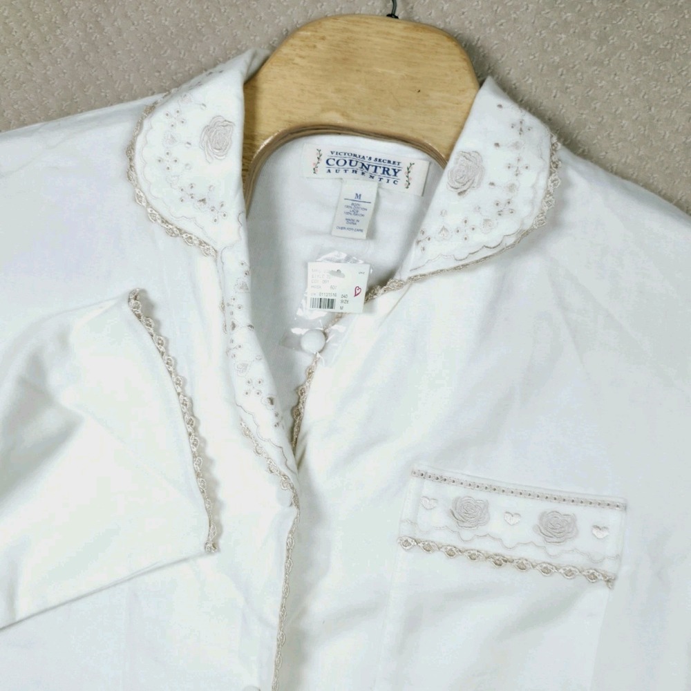 NWT Vintage Victoria's Secret Country Pajama Top Bed M Lace Rose Cottagecore 90s